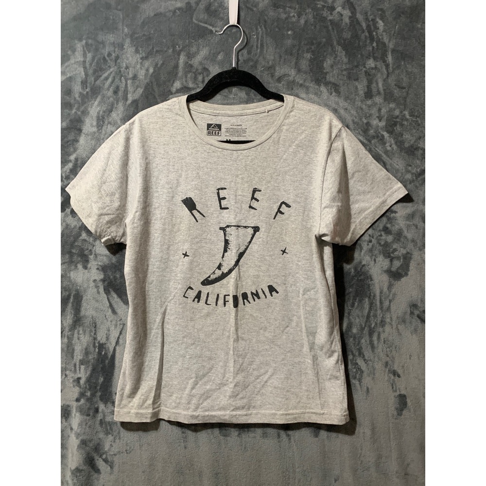 Reef T-Shirt Mens M Grey California Fin Graphic Short Sleeve Tee